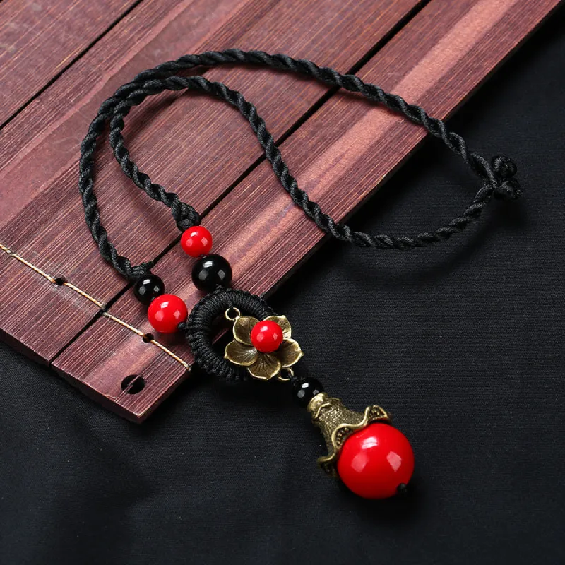 Ethnic Red Agate Charm Necklace sold by superladystar