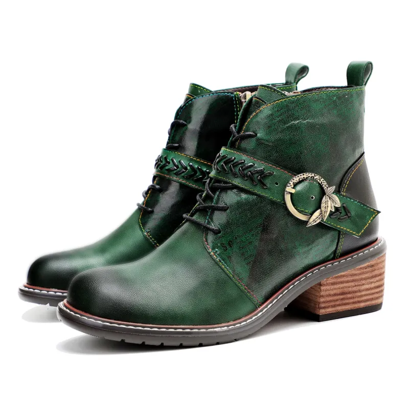 Retro Casual Style Strap Low Heel Booties sold by superladystar