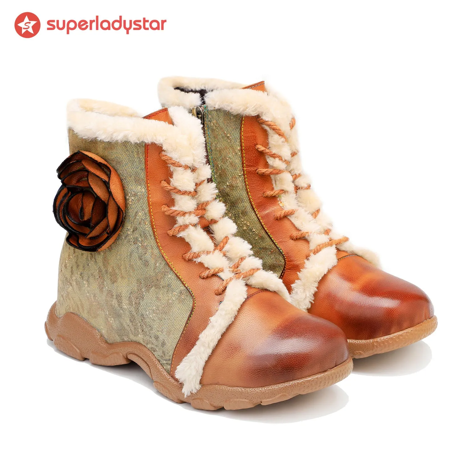 Orange Rose Velvet-Trimmed Walking Shoes sold by superladystar product image thumbnail 5