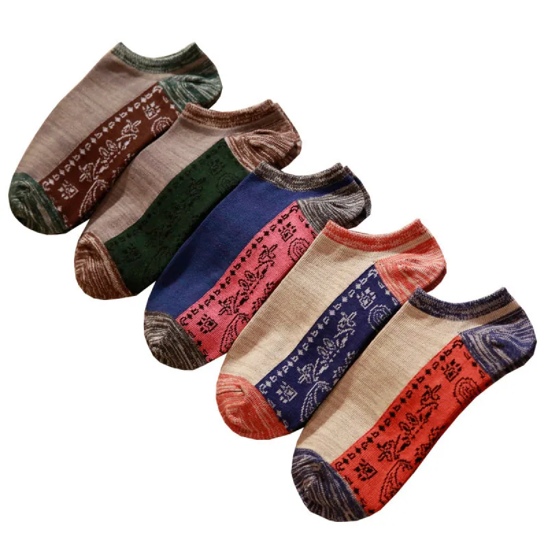 Spring Jacquard Color Matching Socks (5 Pairs) sold by superladystar
