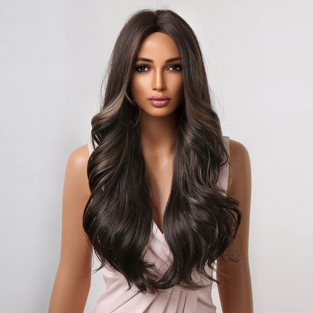 Deep Brown Center Part Big Wavy Long Curly Fluffy Wig sold by superladystar product image thumbnail 2