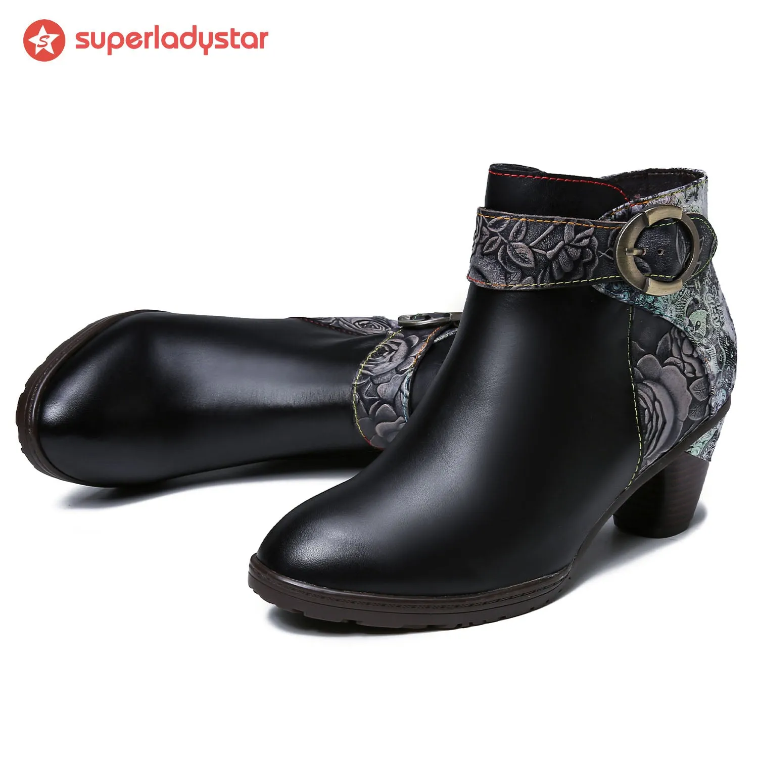 Handmade Floral Embossed Ankle Boots sold by superladystar product image thumbnail 2