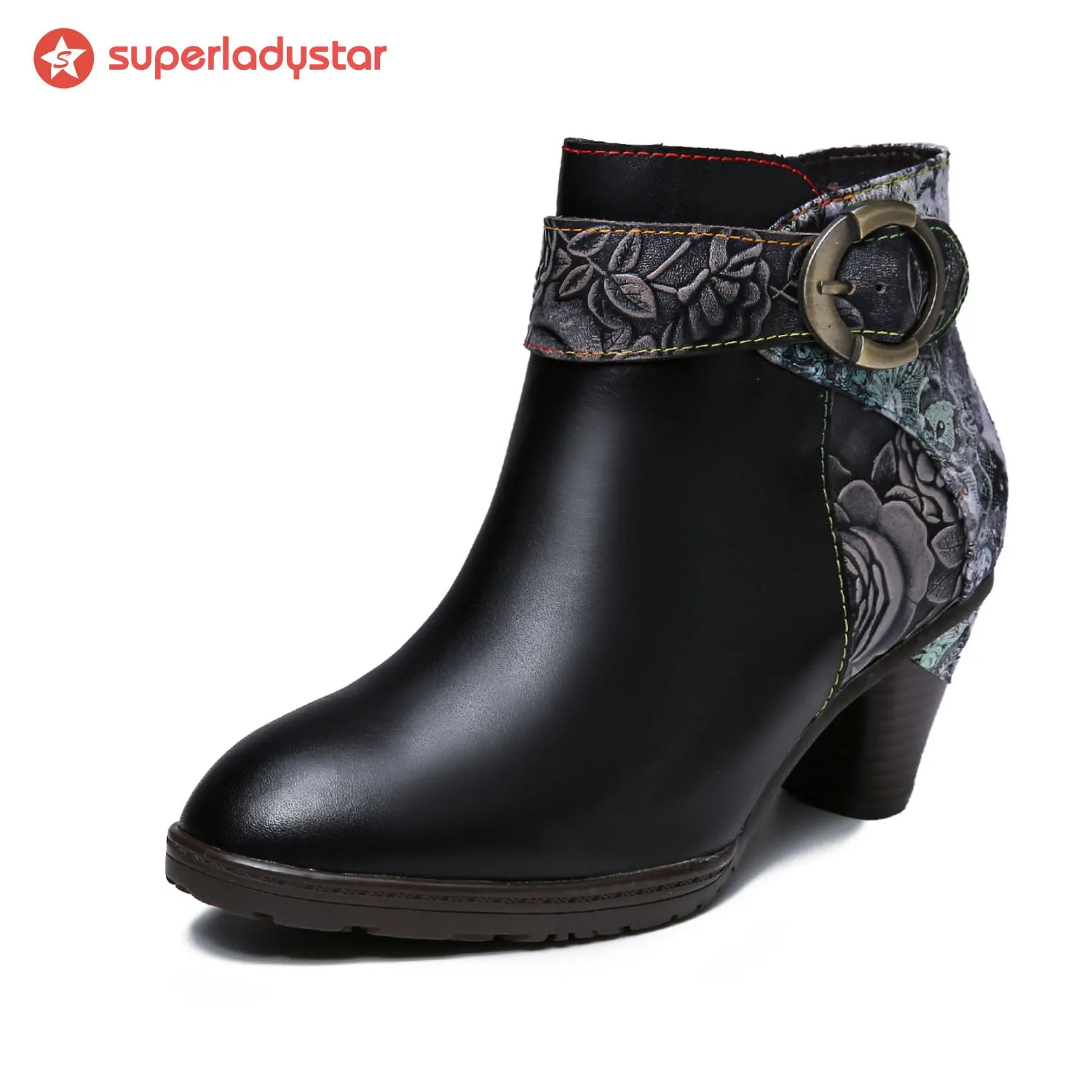 Handmade Floral Embossed Ankle Boots sold by superladystar product image thumbnail 4