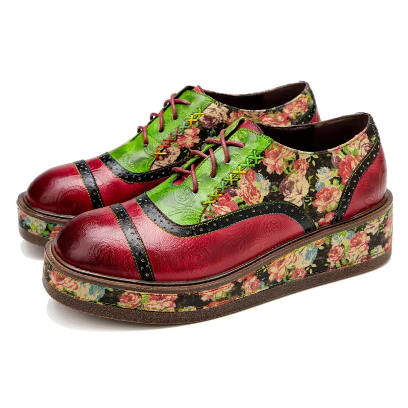 Vintage Comfy Casual Stitching Floral Oxfords Shoes sold by superladystar