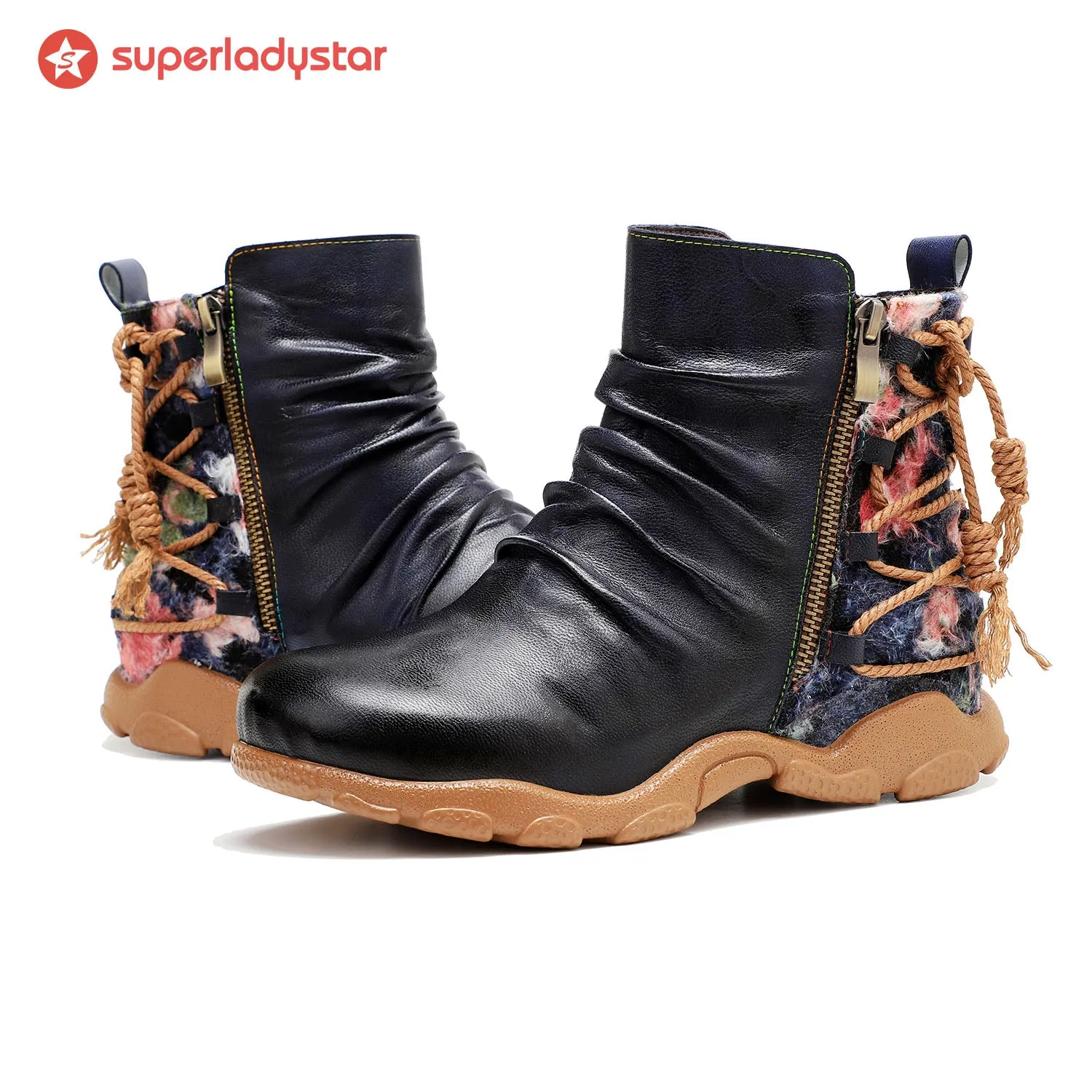 Retro Handmade Leather Strap Warm Ankle Boots sold by superladystar product image thumbnail 2