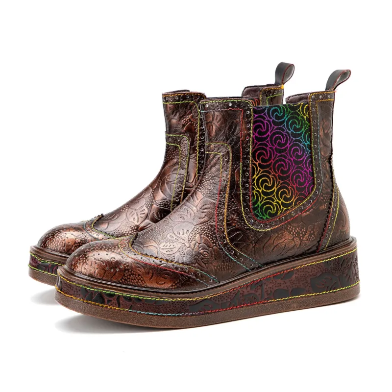 Retro Leather Comfy Casual Ankle Boots sold by superladystar