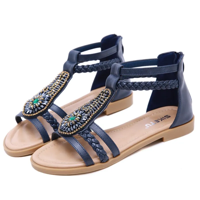 Bohemian Rhinestone Beach Sandals sold by superladystar