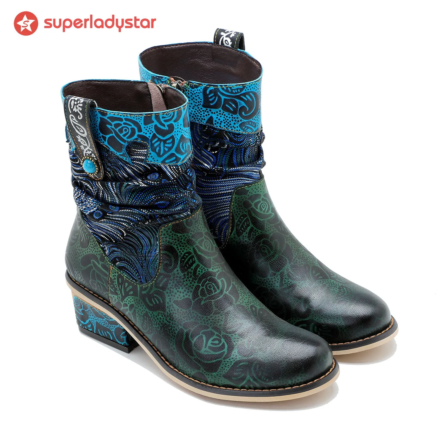 Retro Handmade Stitching Low Heel Ankle Boots sold by superladystar product image thumbnail 4