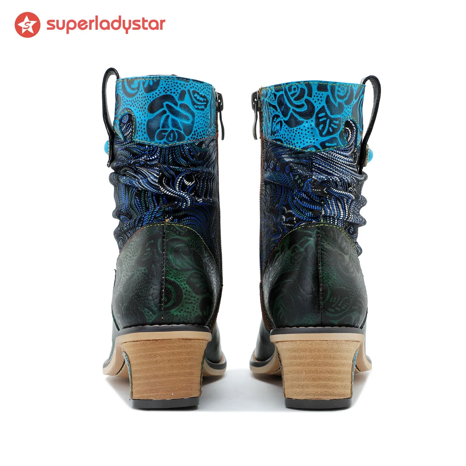 Retro Handmade Stitching Low Heel Ankle Boots sold by superladystar product image thumbnail 5