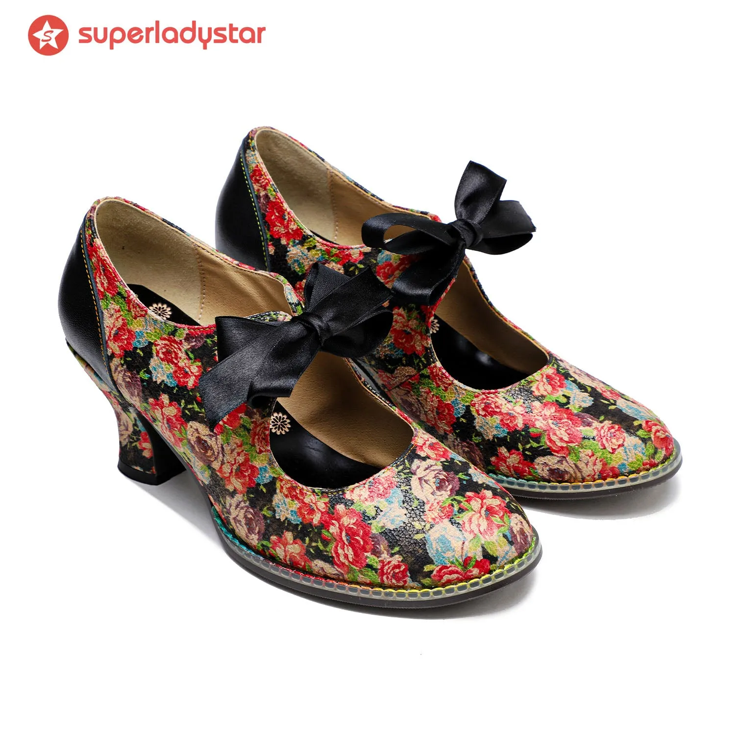 Hand-Painted Floral Laces Elegant Pumps sold by superladystar product image thumbnail 4