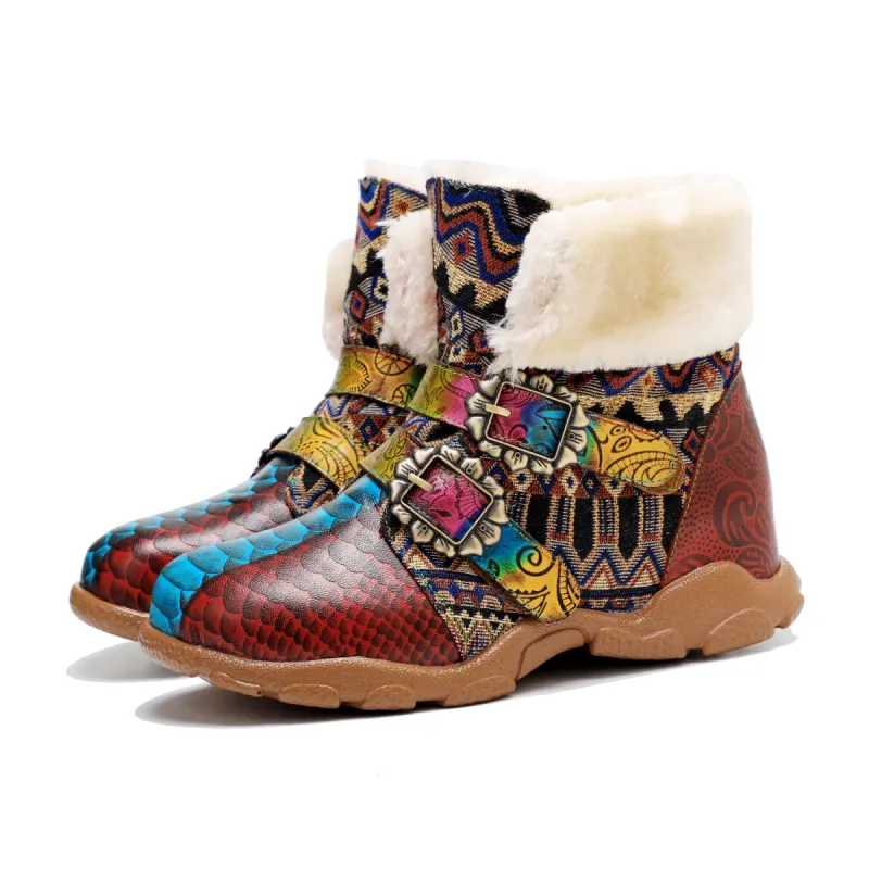 Vintage Fur Collar Warm Flat Ankle Boots sold by superladystar