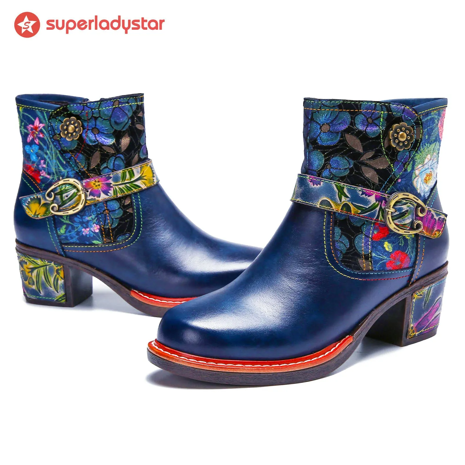 Vintage Handmade Comfort Chunky Heel Booties sold by superladystar product image thumbnail 3