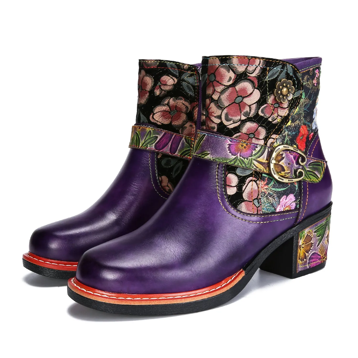 Vintage Handmade Comfort Chunky Heel Booties sold by superladystar