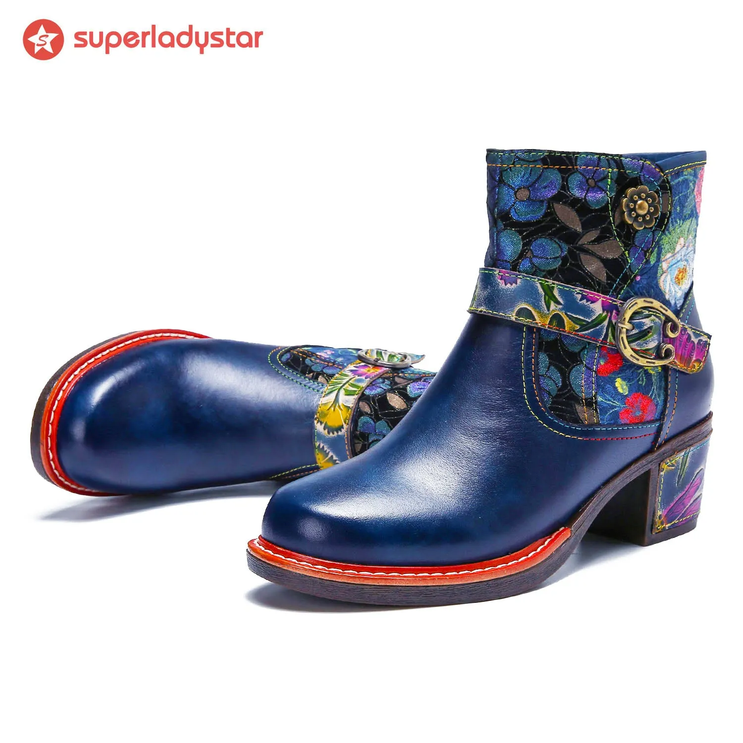 Vintage Handmade Comfort Chunky Heel Booties sold by superladystar product image thumbnail 5