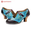 Retro Hollow Embossed Flower Leather Pumps sold by superladystar
