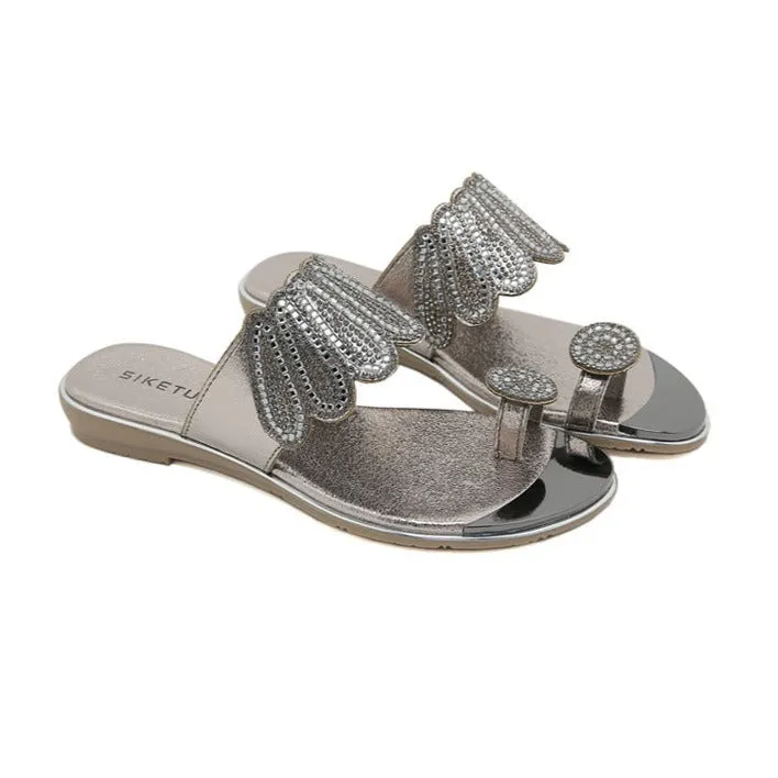Rhinestone Comfortable Versatile Beach Flat Sandals sold by superladystar product image thumbnail 3