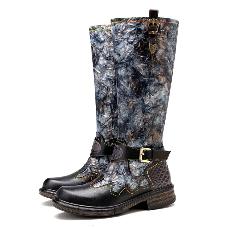 Retro Bronzing Metallic Wrinkled High Boots sold by superladystar