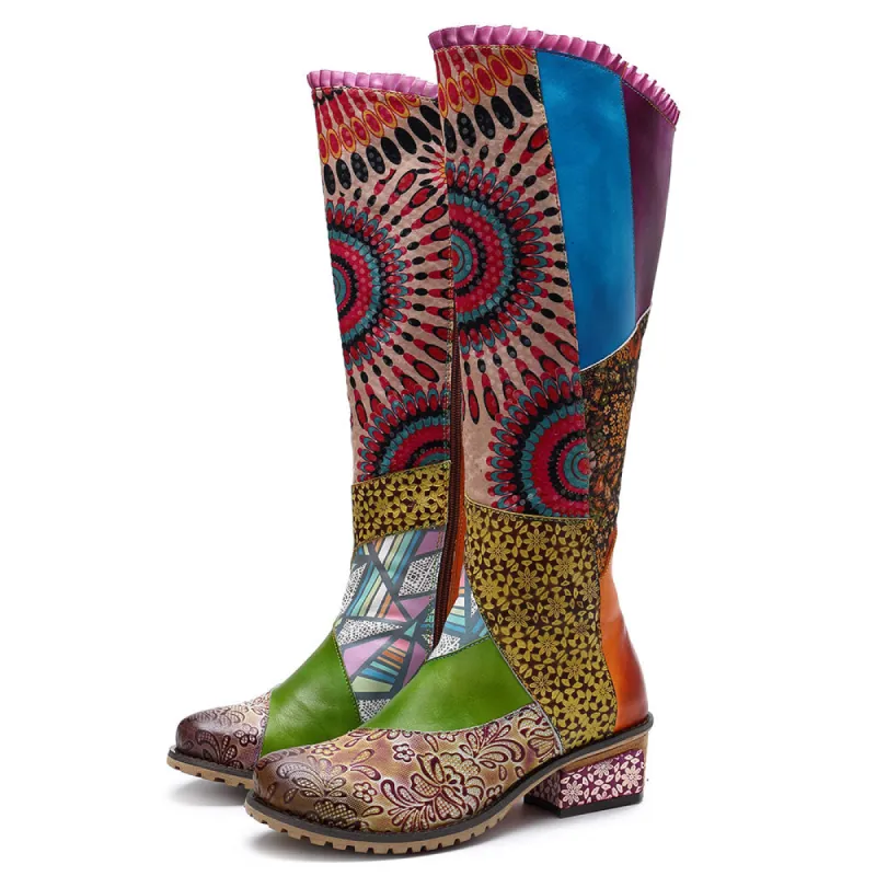 Casual Retro Leather Boots Knee High Boots sold by superladystar