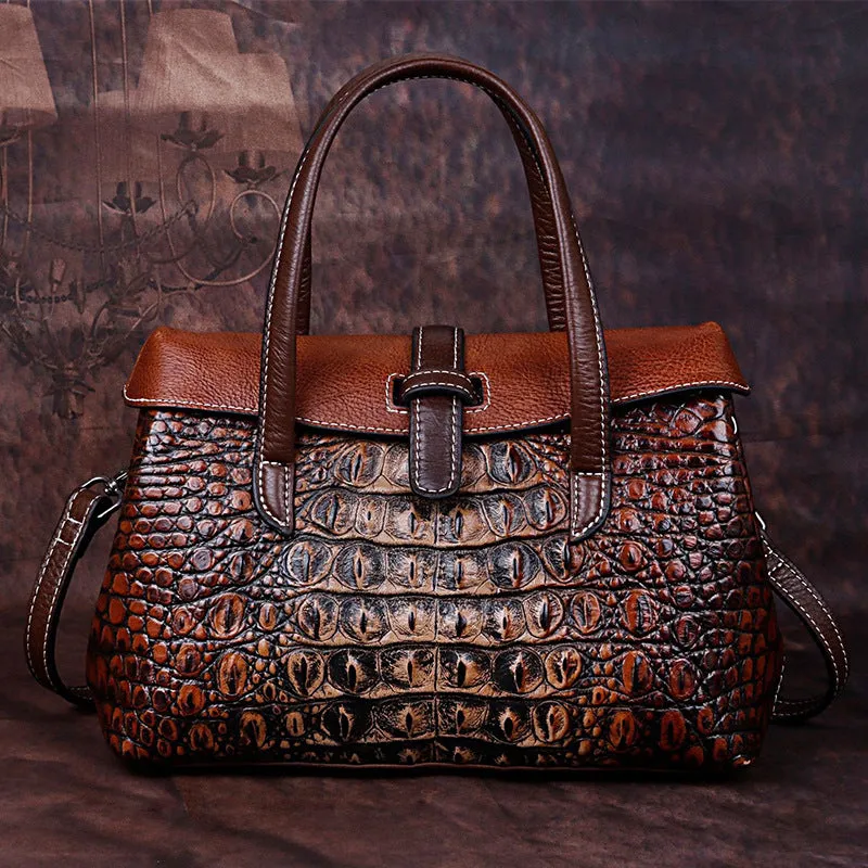 Vintage Cowhide Embossed Handbag Crossbody Bag sold by superladystar product image thumbnail 4