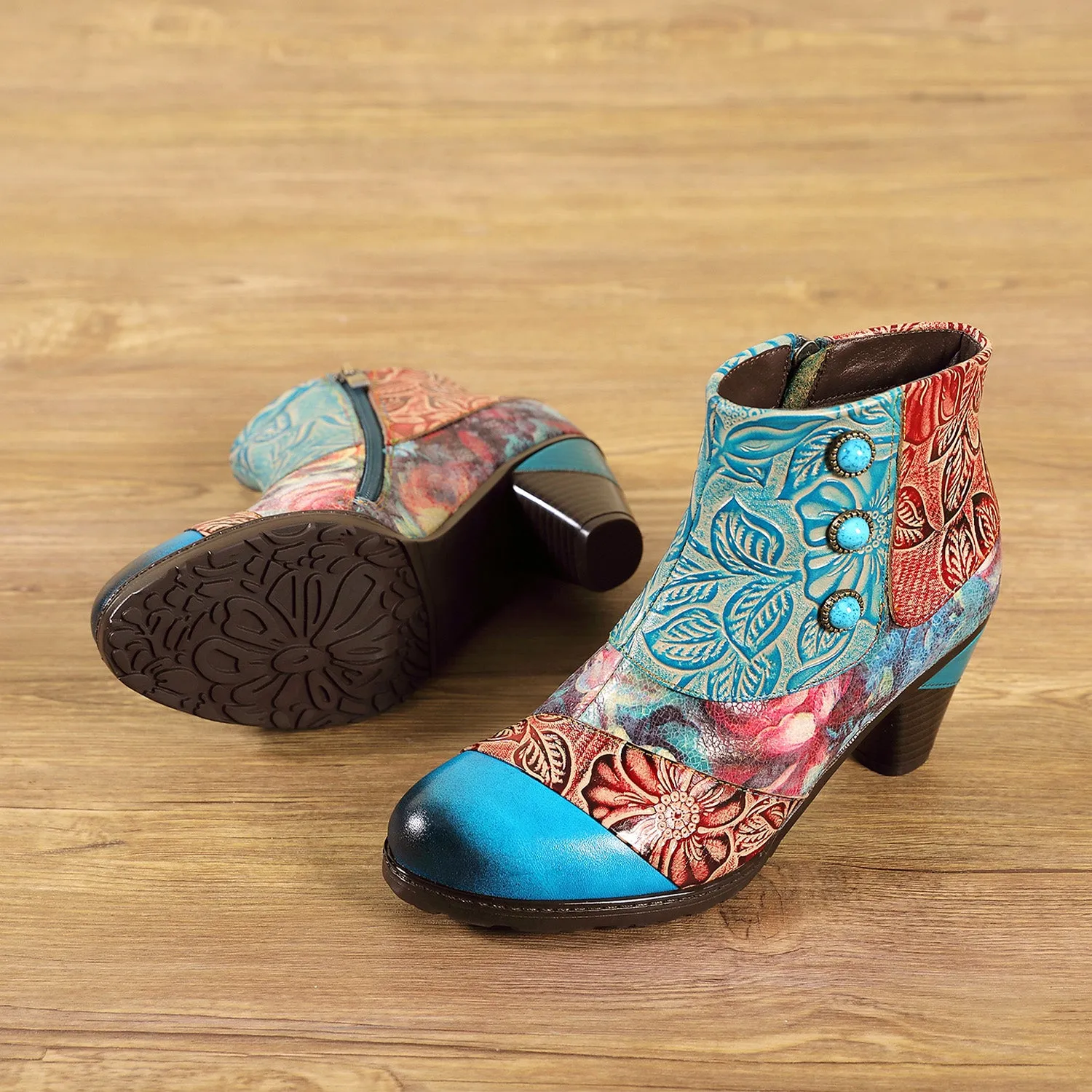 Vintage Handmade Floral Stitching Ankle Boots sold by superladystar product image thumbnail 5