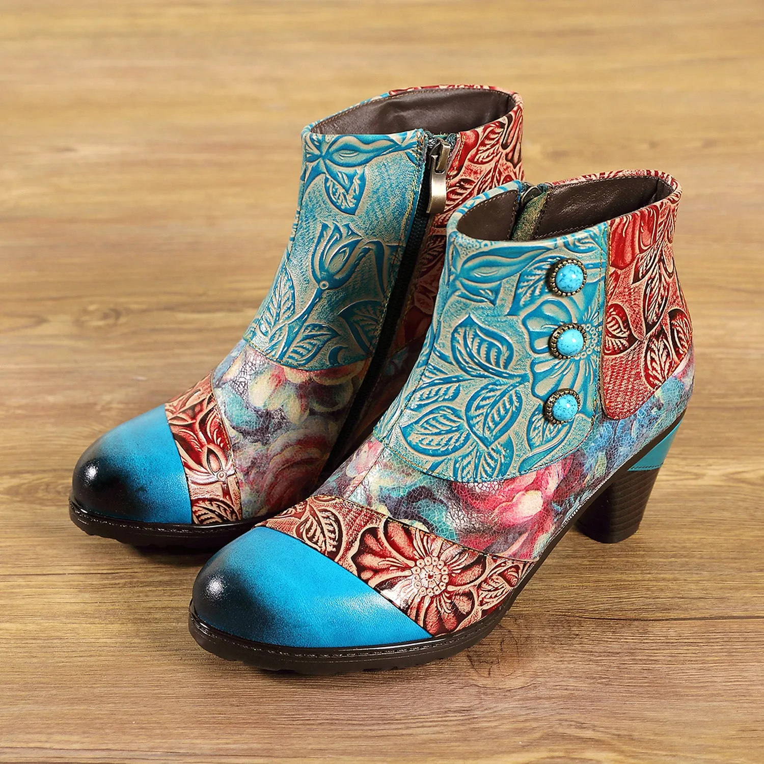 Vintage Handmade Floral Stitching Ankle Boots sold by superladystar product image thumbnail 2