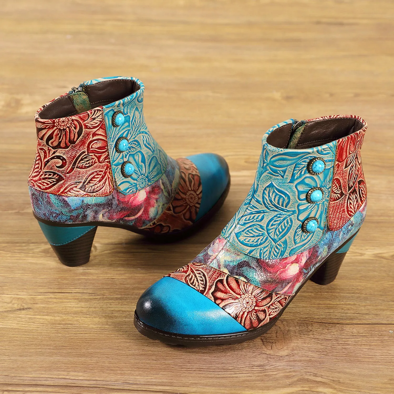 Vintage Handmade Floral Stitching Ankle Boots sold by superladystar product image thumbnail 3