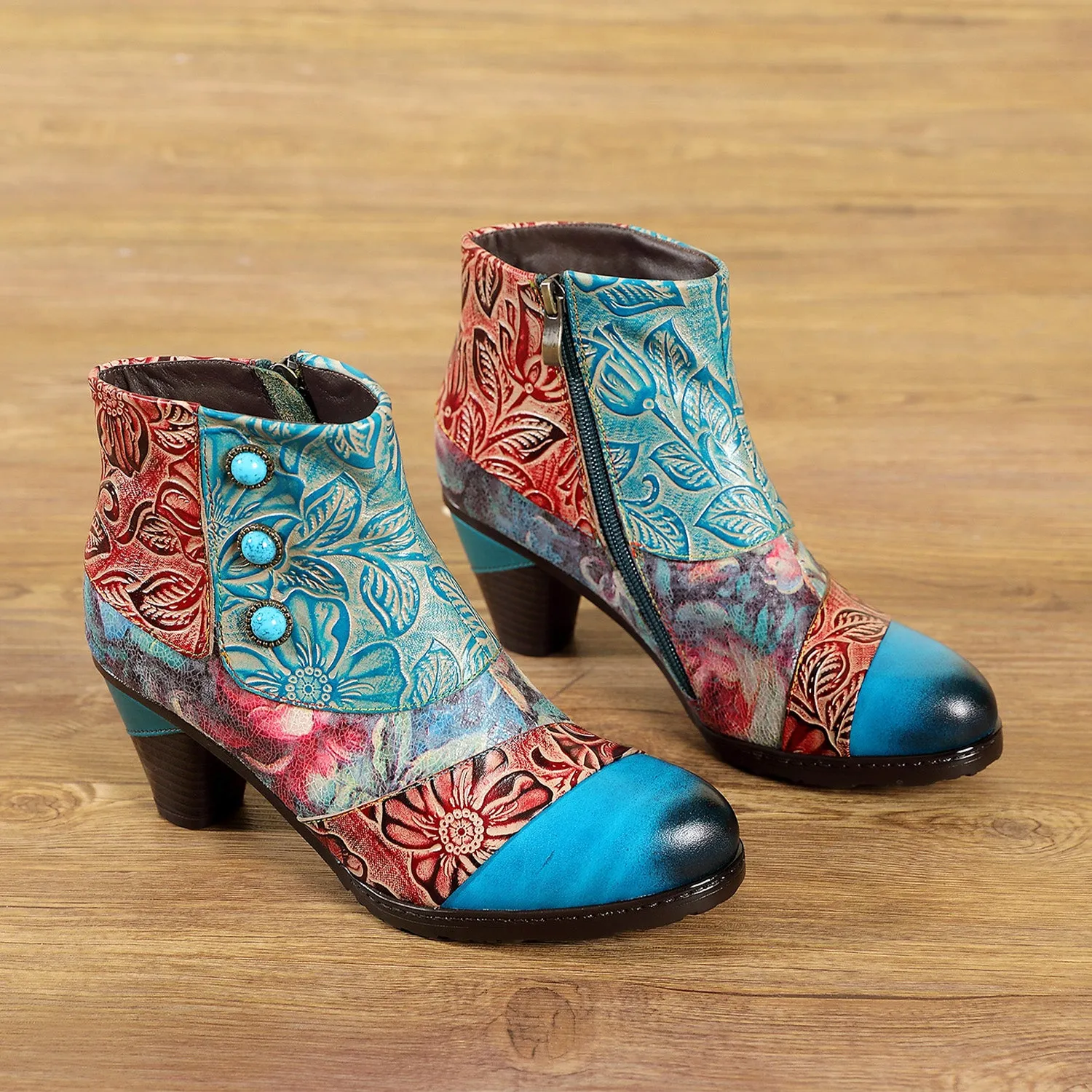 Vintage Handmade Floral Stitching Ankle Boots sold by superladystar product image thumbnail 4