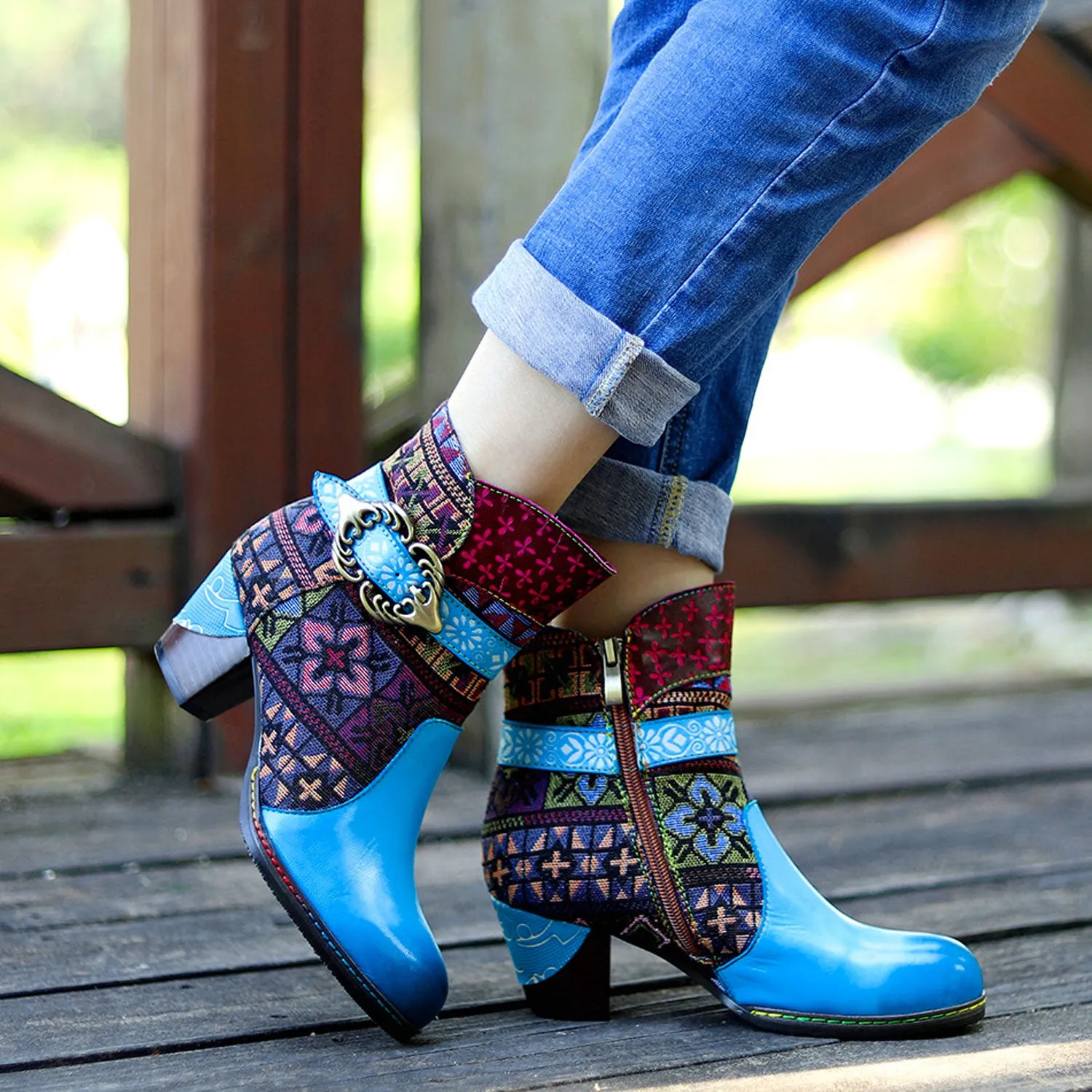 Abstract Leather Comfortable Ankle Boots sold by superladystar product image thumbnail 3