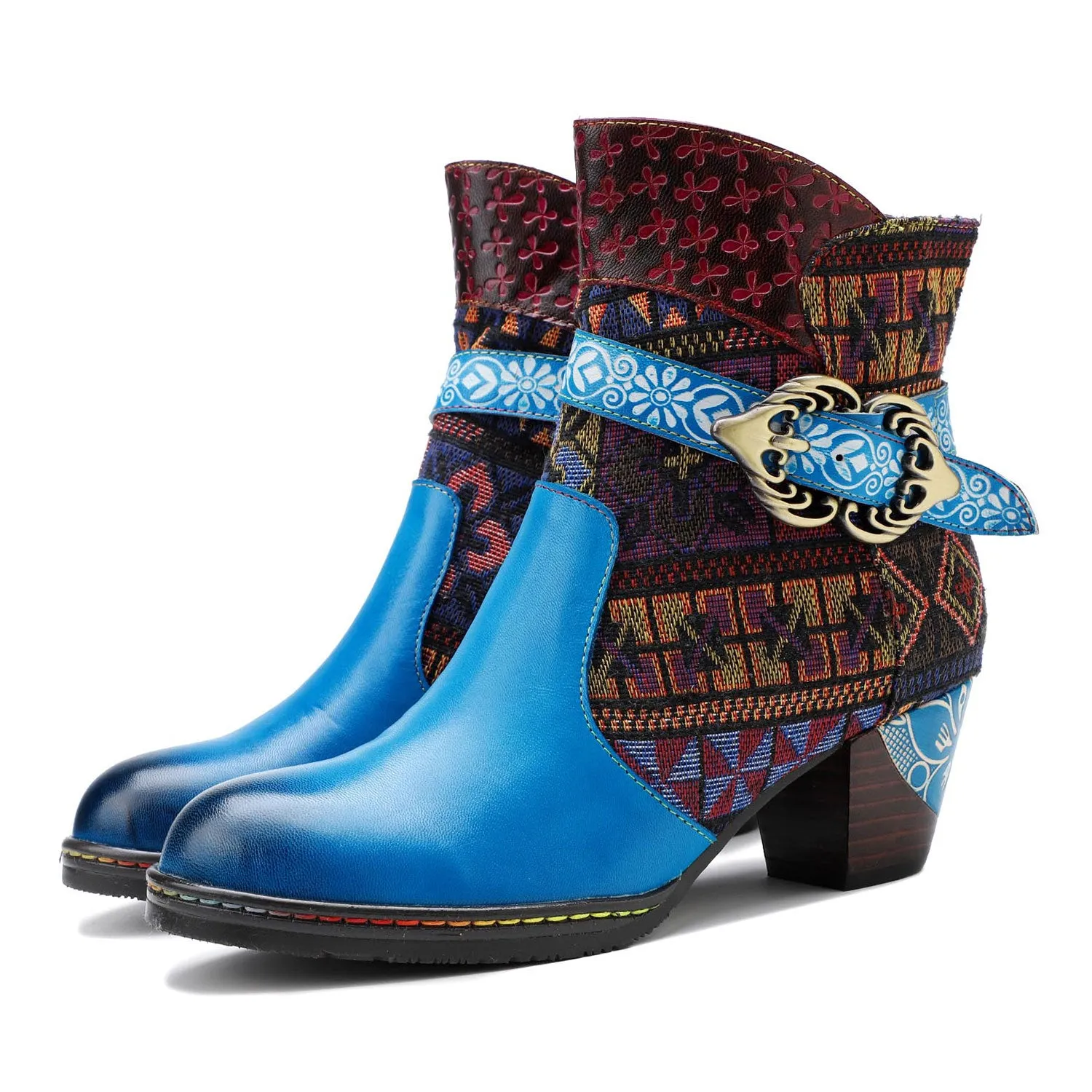 Abstract Leather Comfortable Ankle Boots sold by superladystar