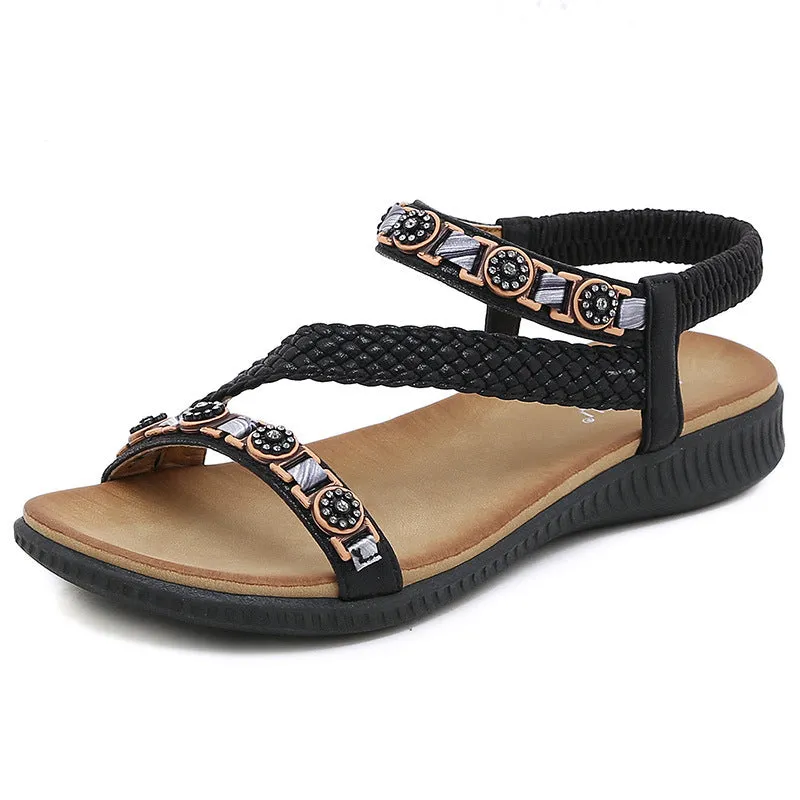 Woven Metal Buckle Leisure Rhinestone Sandals sold by superladystar product image thumbnail 3