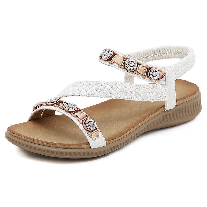Woven Metal Buckle Leisure Rhinestone Sandals sold by superladystar product image thumbnail 2