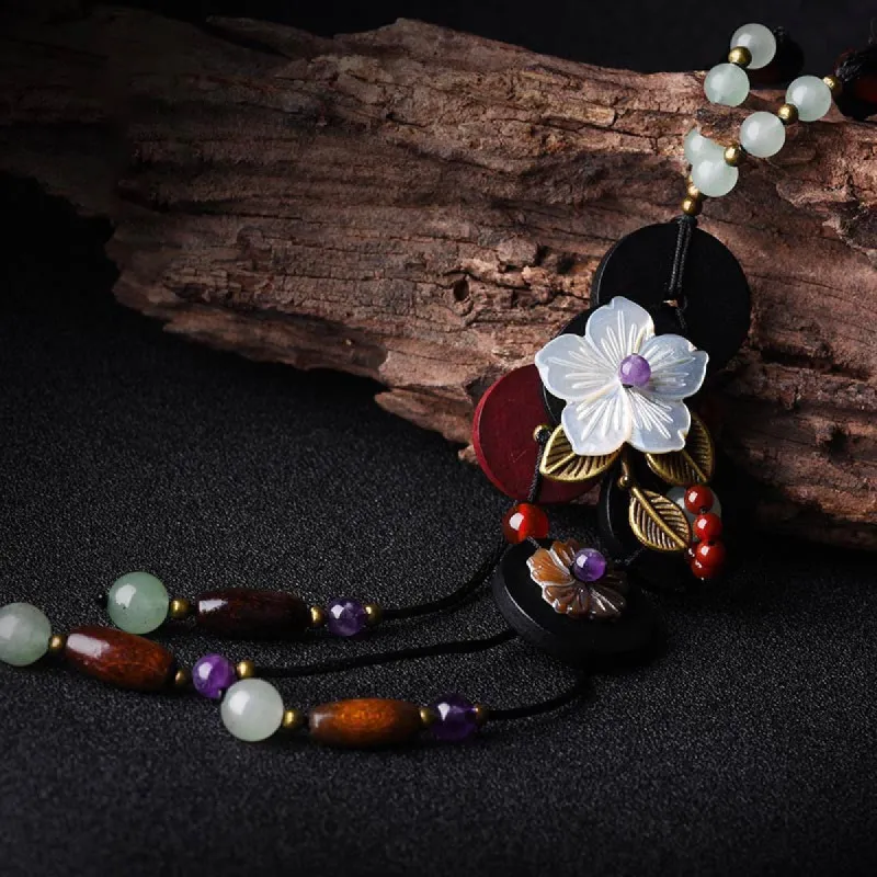 Vintage Flower Button Necklace sold by superladystar