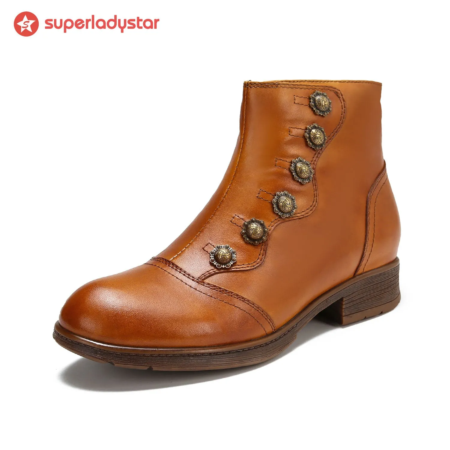 Retro Painted Pure Color Ankle Boots sold by superladystar product image thumbnail 5