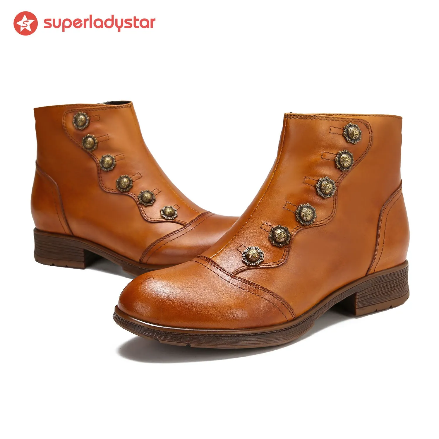 Retro Painted Pure Color Ankle Boots sold by superladystar product image thumbnail 2