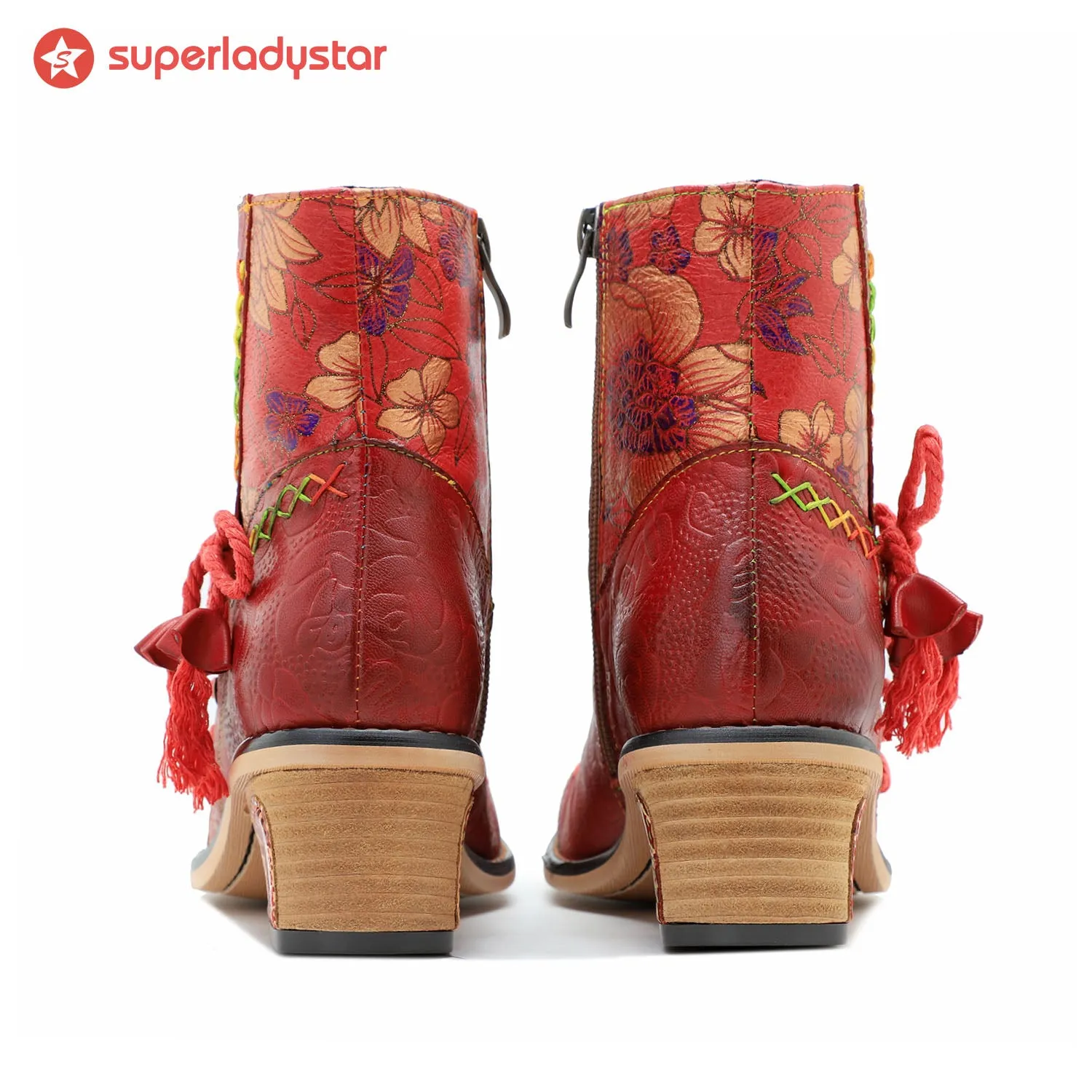 Retro Leather Patchwork Casual Comfort Booties sold by superladystar product image thumbnail 5