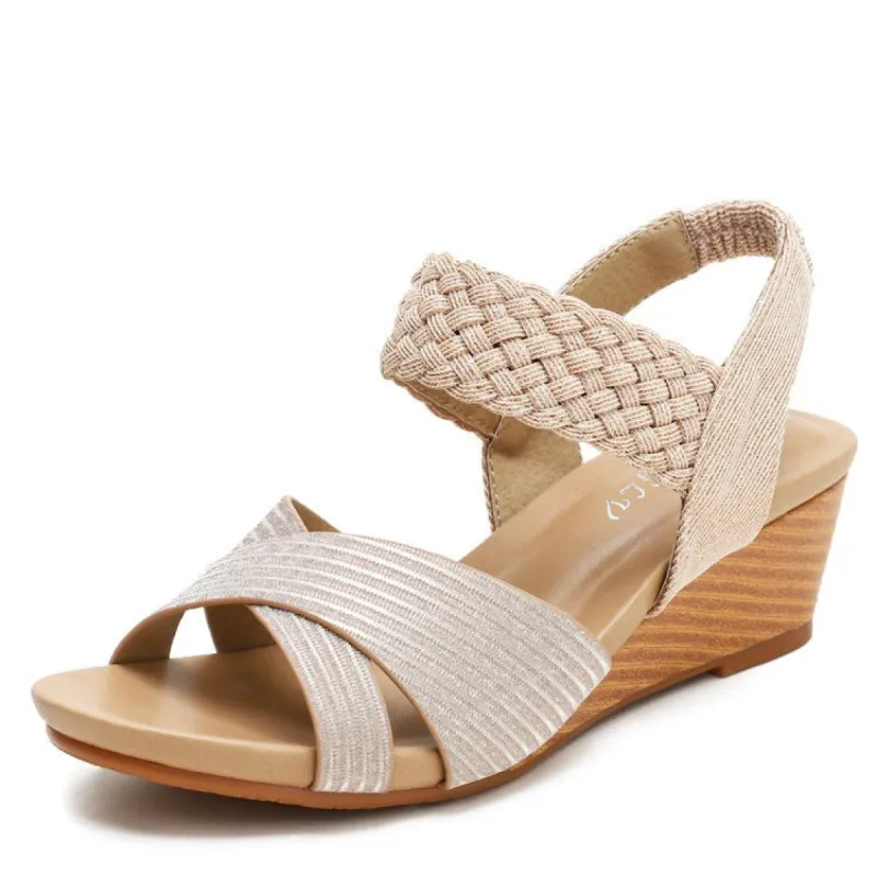Wedge Heel Comfortable Fashion Woven Sandals sold by superladystar