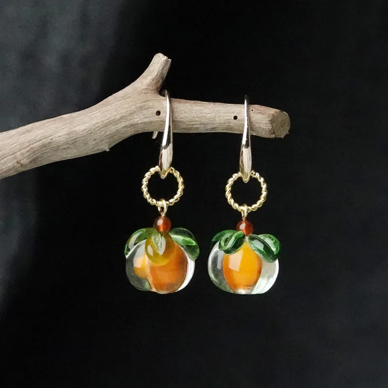 Glass Persimmon Cute Earrings sold by superladystar