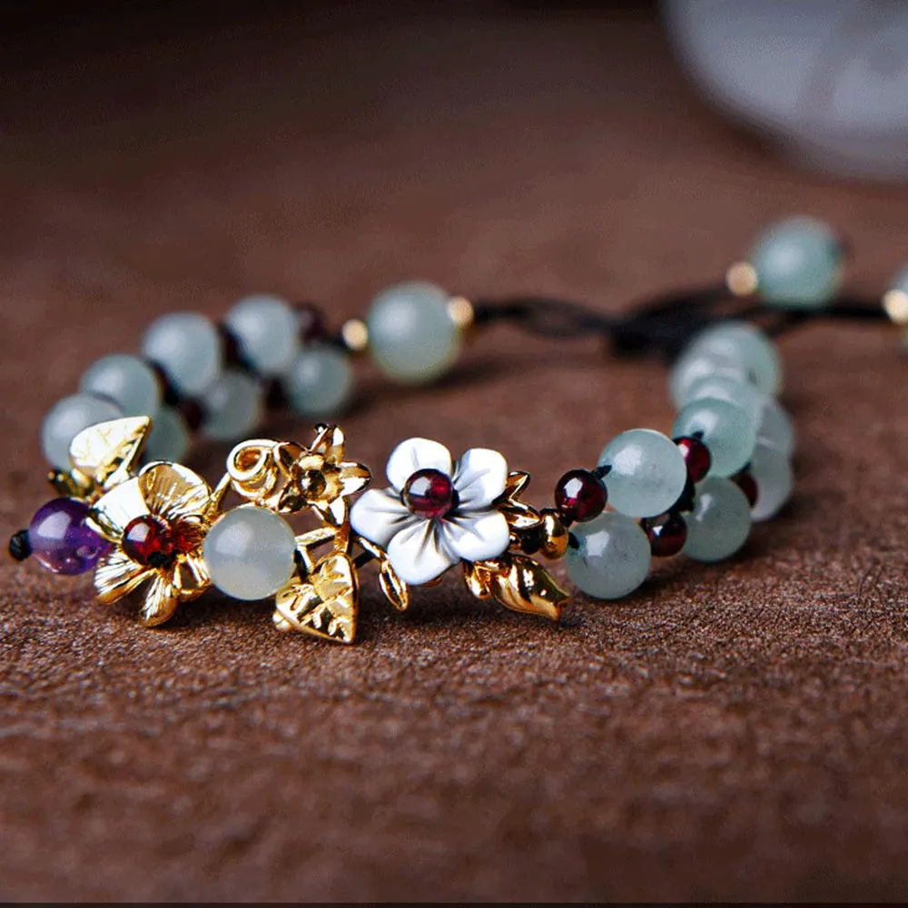 Hand Braided Floral Jade Bracelet sold by superladystar product image thumbnail 2
