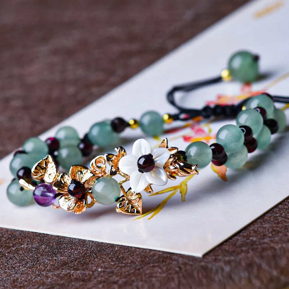 Hand Braided Floral Jade Bracelet sold by superladystar product image thumbnail 3