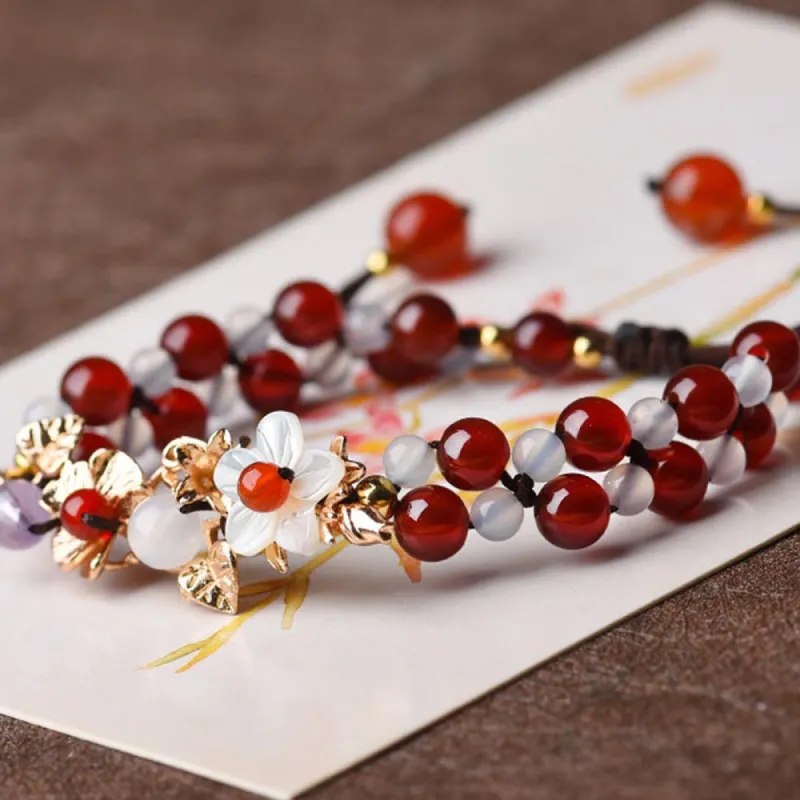 Hand Braided Floral Jade Bracelet sold by superladystar