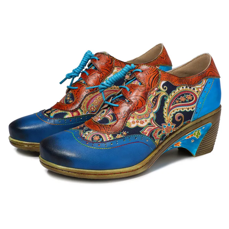 Bohemian Flower Painted  Brogue Shoes sold by superladystar