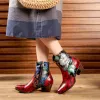 Floral Genuine Leather Handmade Comfy Boots sold by superladystar