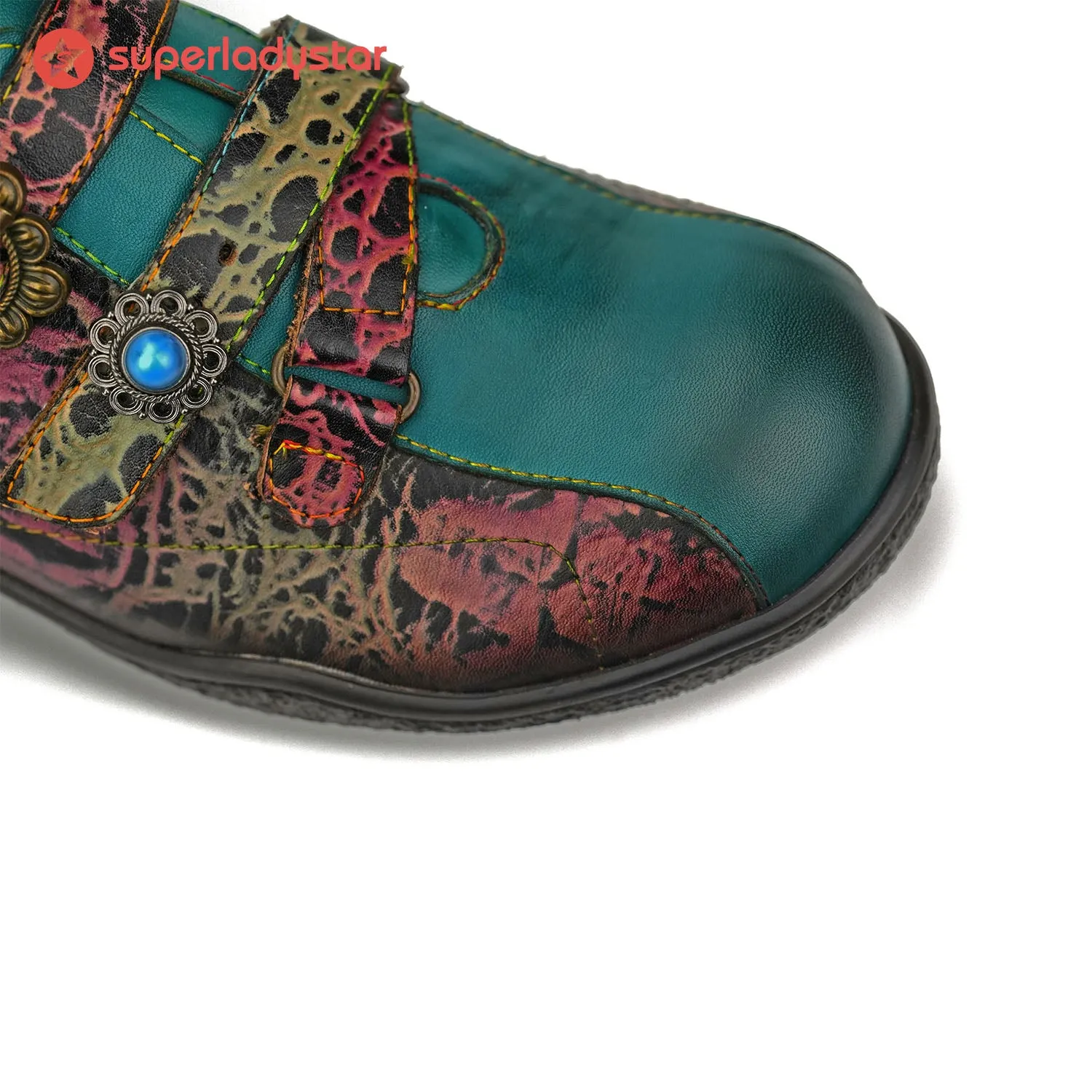 Vintage Hand Painted Genuine Leather Flat Shoes sold by superladystar product image thumbnail 5