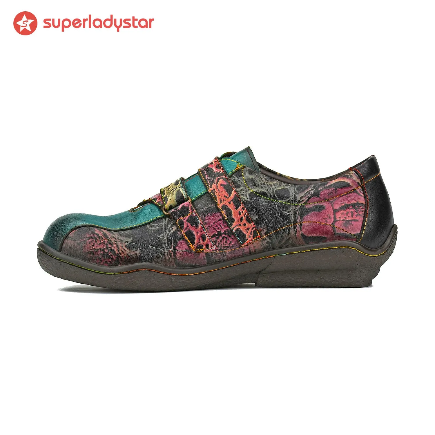Vintage Hand Painted Genuine Leather Flat Shoes sold by superladystar product image thumbnail 3