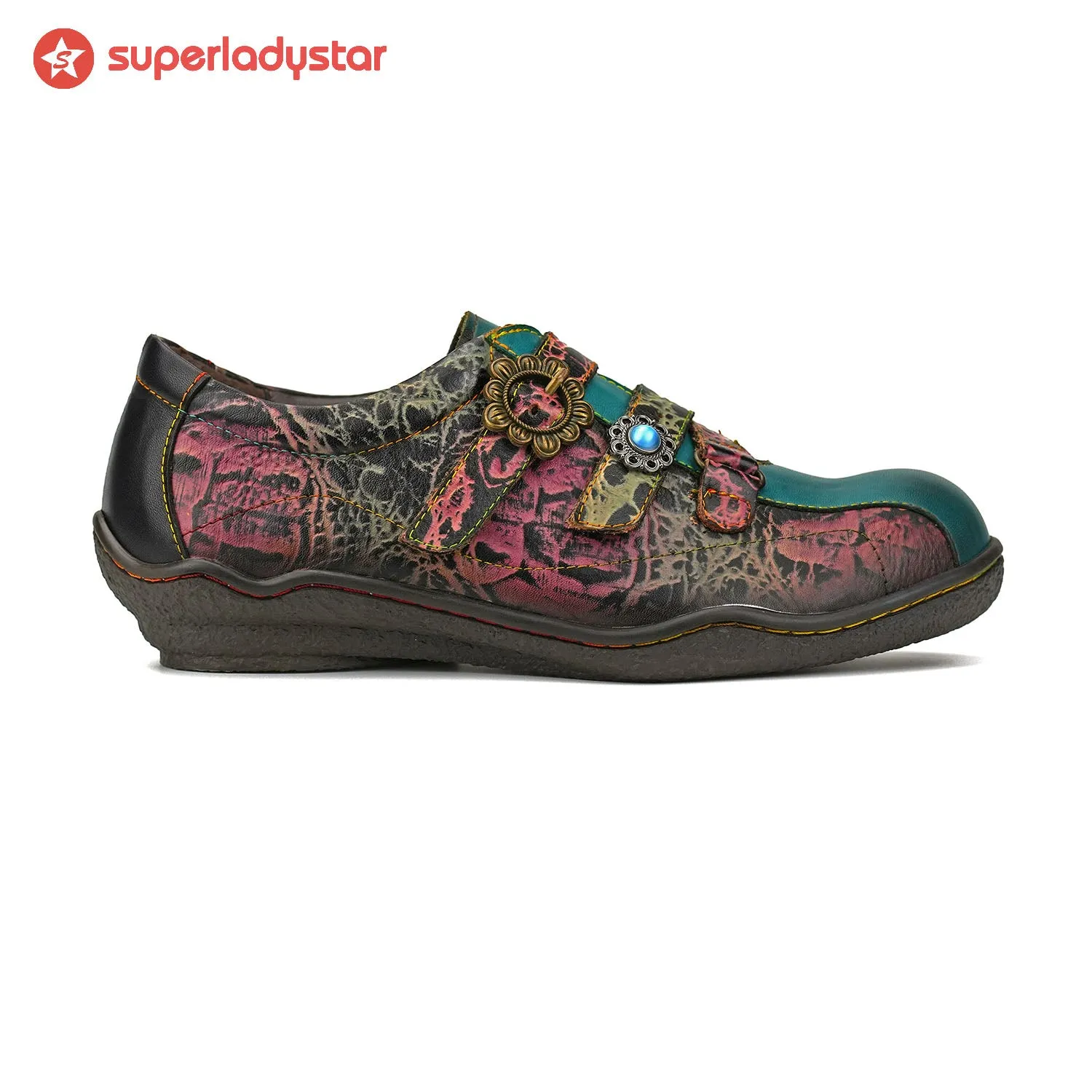Vintage Hand Painted Genuine Leather Flat Shoes sold by superladystar product image thumbnail 4