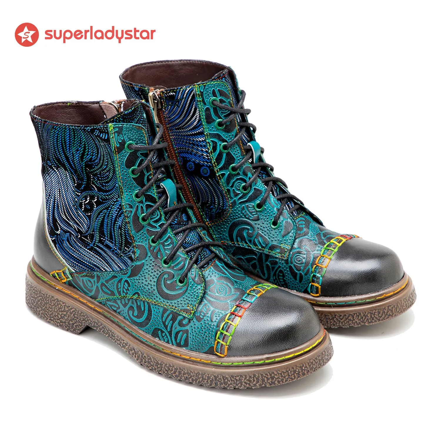 Retro Stitching Low Heel Ankle Boots sold by superladystar product image thumbnail 4