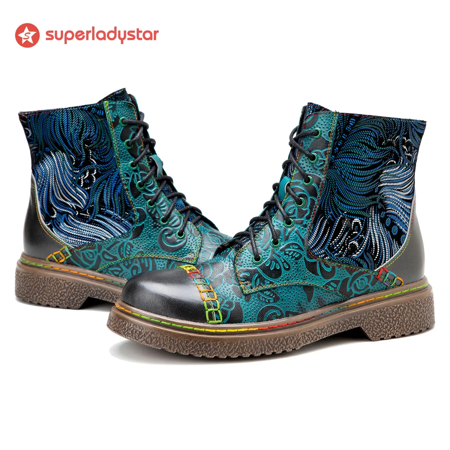 Retro Stitching Low Heel Ankle Boots sold by superladystar product image thumbnail 2