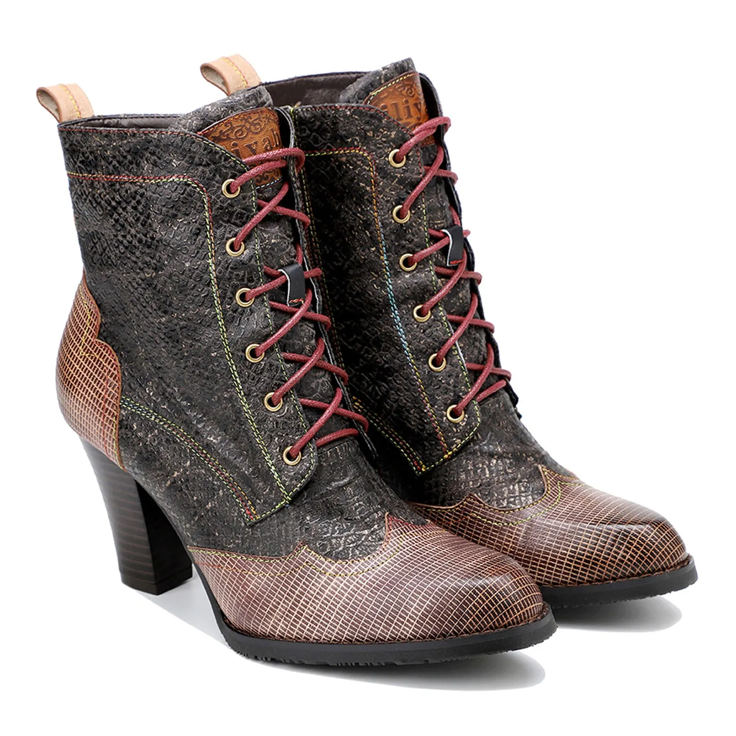 Plaid Pattern Handmade High-heel Boots sold by superladystar product image thumbnail 3