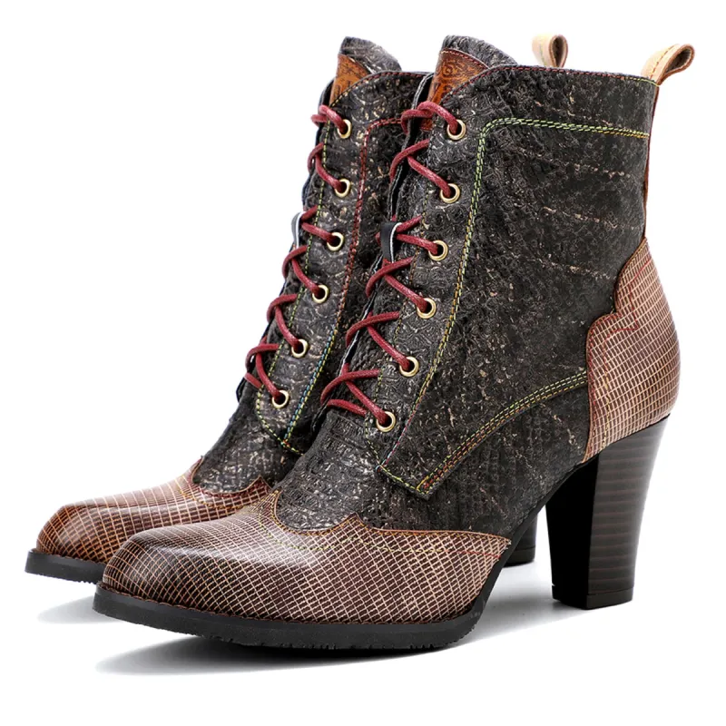 Plaid Pattern Handmade High-heel Boots sold by superladystar