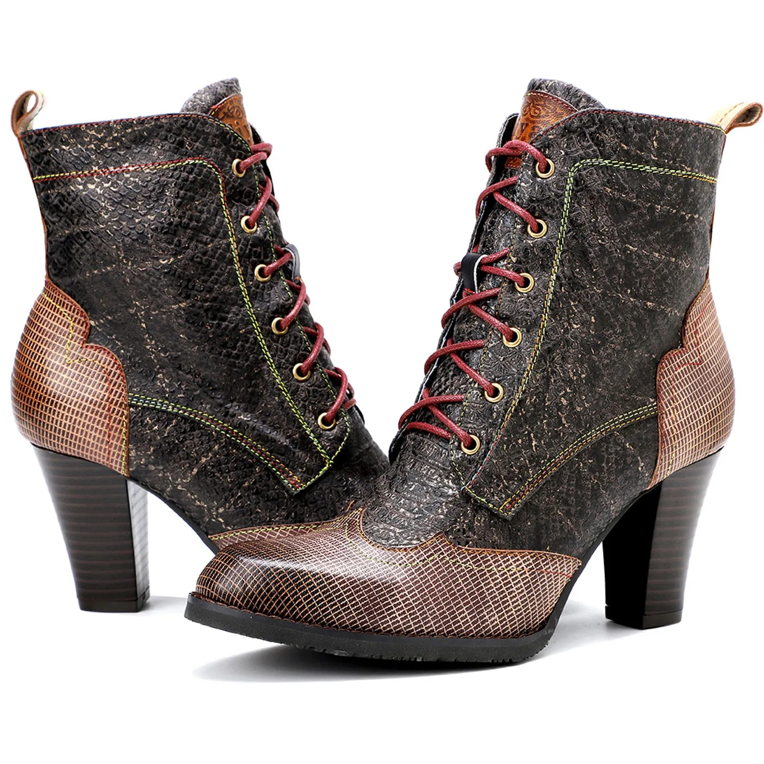 Plaid Pattern Handmade High-heel Boots sold by superladystar product image thumbnail 2